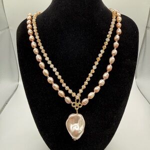 Park Lane Luna Genuine Freshwater Pearls Pink Necklace